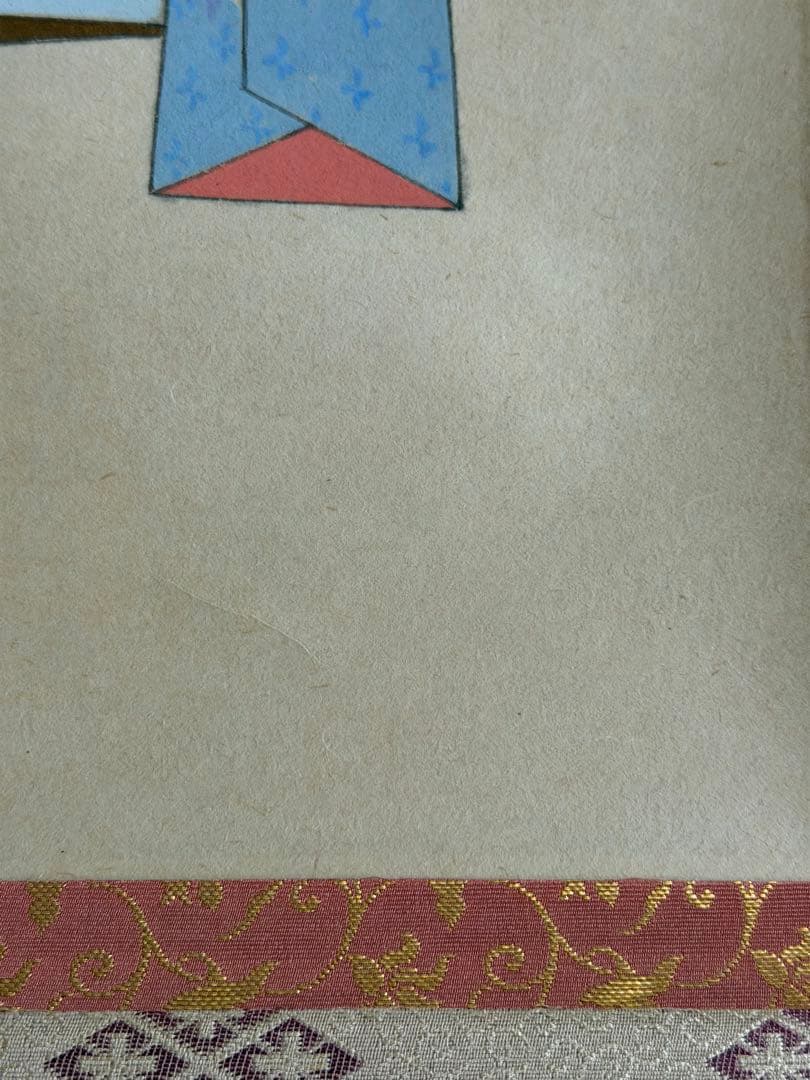 掛け軸 福本積応作 立雛画賛「桃花千歳春」 共箱有り　縁起物 ひな祭り