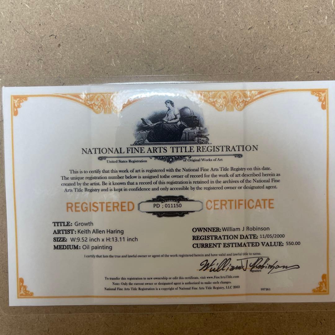 キース・ヘリング・ペン画　肉笔 手描き《成長》表サイン