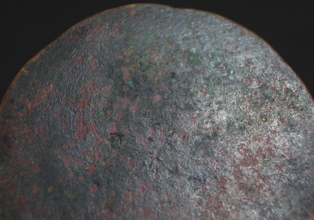 時代古銅鏡 金工細工『祥瑞双鹿文』銅鏡 小銅鏡☆