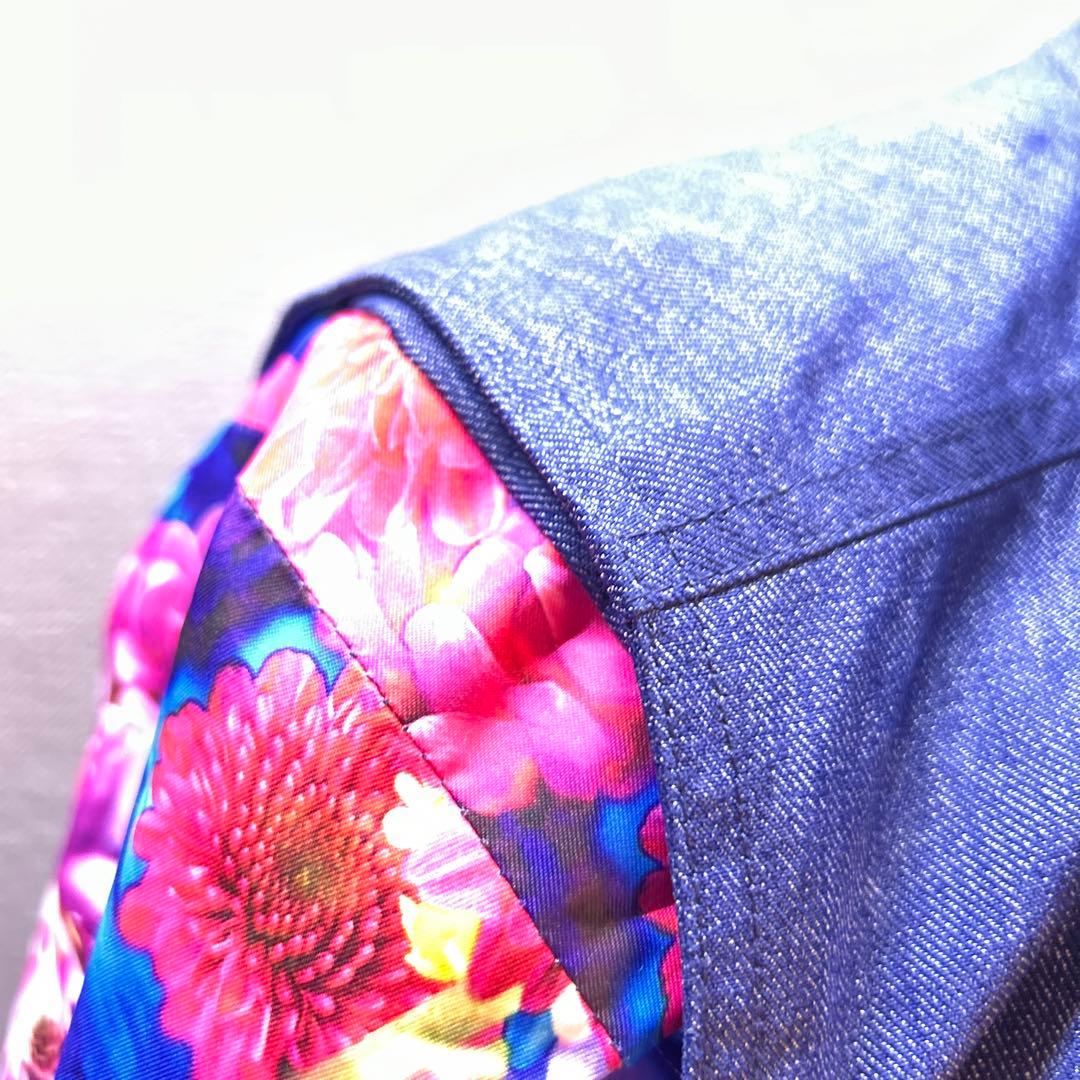 極美品ROXYロキシー蜷川実花コラボ限定デニム花柄Sフラワー紺ピンクネイビー
