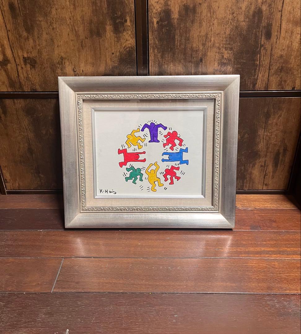 キース ヘリング 油彩画 手描き 作者サイン 貴重