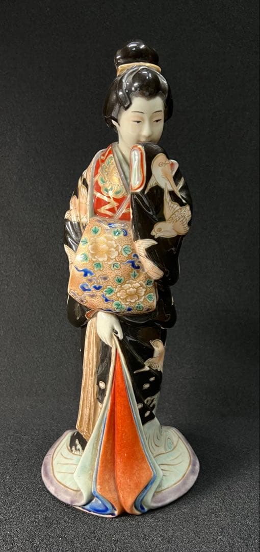 九谷焼 春画人形 色絵金彩 舞妓　陶器人形枕絵　置物