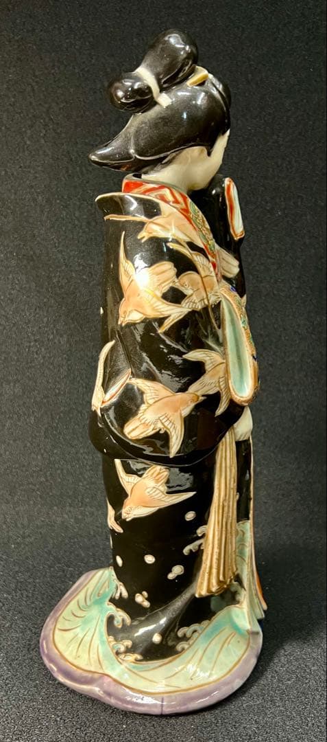 九谷焼 春画人形 色絵金彩 舞妓　陶器人形枕絵　置物