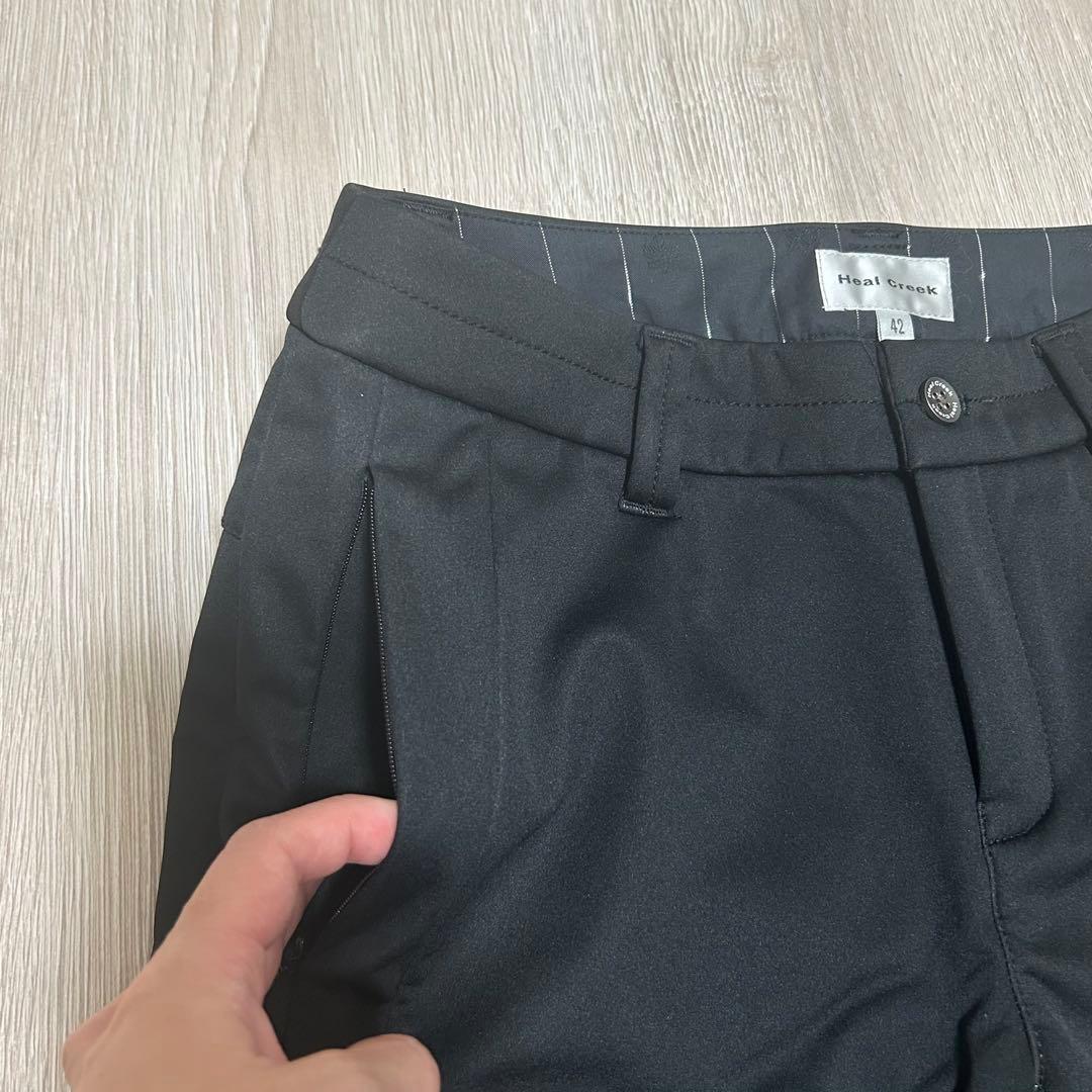 美品 HealCreek ヒールクリーク パンツ 42 ブラック ゴルフウェア