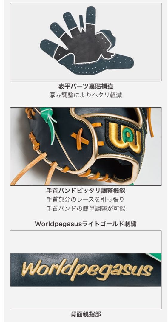 【未使用•タグ付き】ワールドペガサス キャッチャーミット 軟式 大人用 右投
