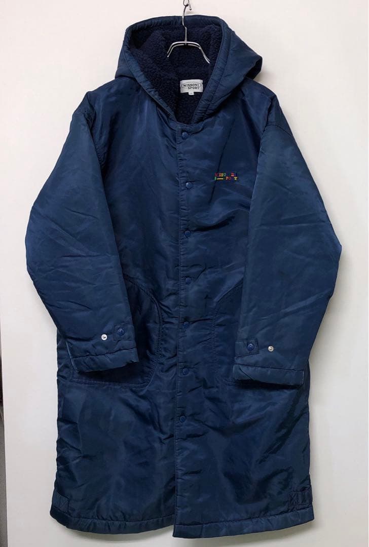 MISSONI SPORT 古着 カラフル ロゴ刺繍 フード付 ベンチコート