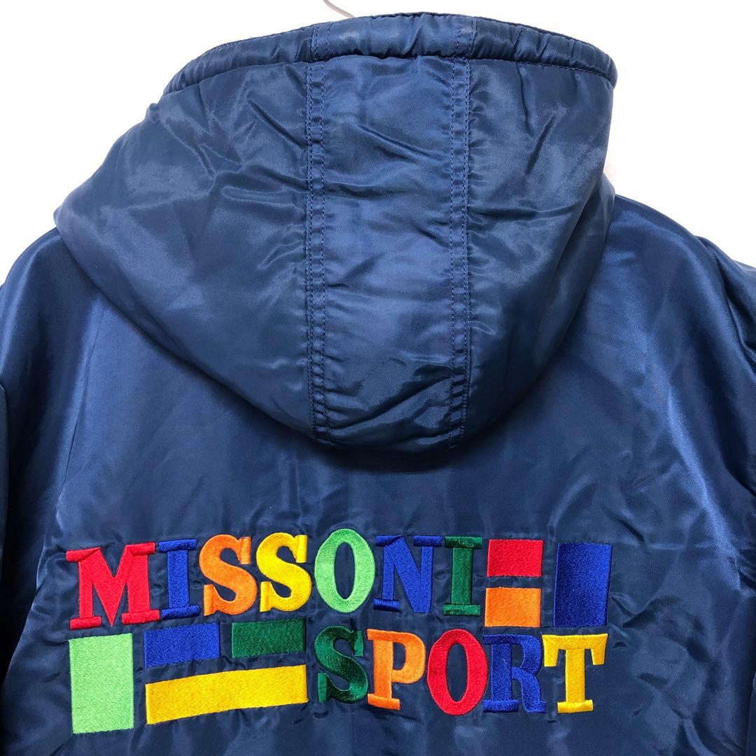 MISSONI SPORT 古着 カラフル ロゴ刺繍 フード付 ベンチコート