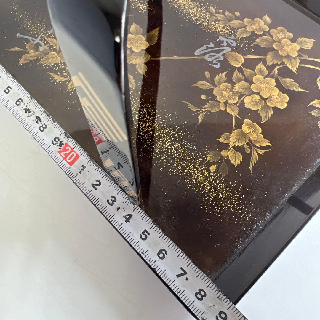 研出蒔絵　手付盆　木箱付　幅29㎝　東Y7-0516③トヒコ