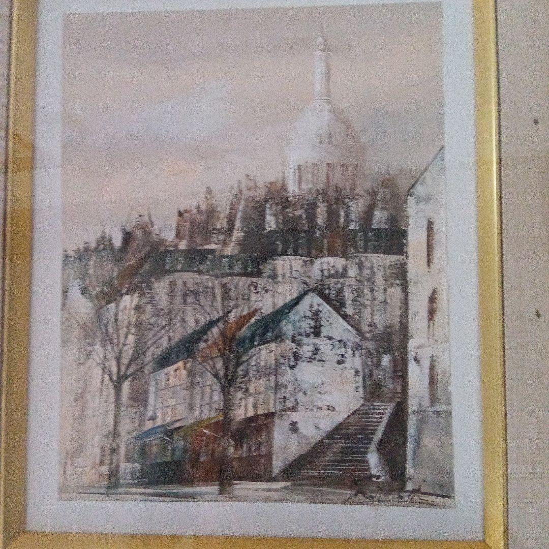 【パリの街】モンマルトル松下泰三　油彩 油絵 絵画 　インテリア