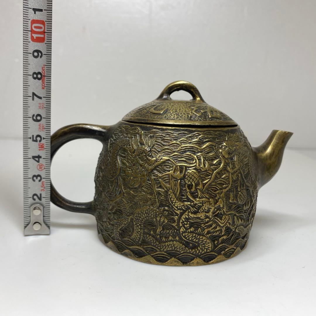 中国古玩　大明宣徳作　銀銅製　急須　404g 東さ7-0823①