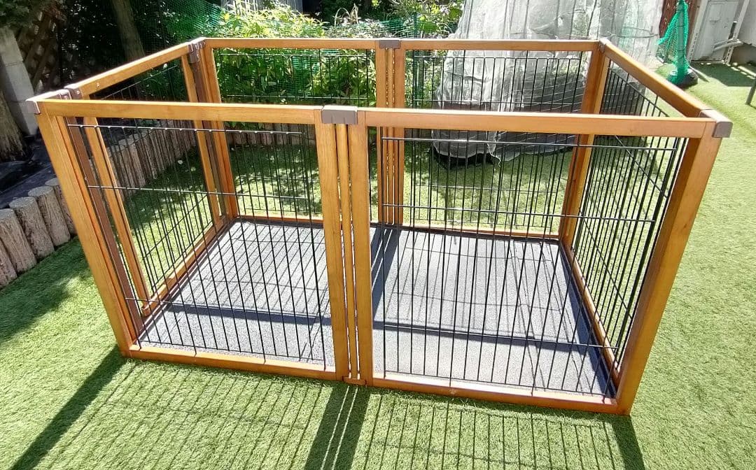 リッチェル 木製3WAYサークル 6面 高さ90cm、天井柵・床トレー付