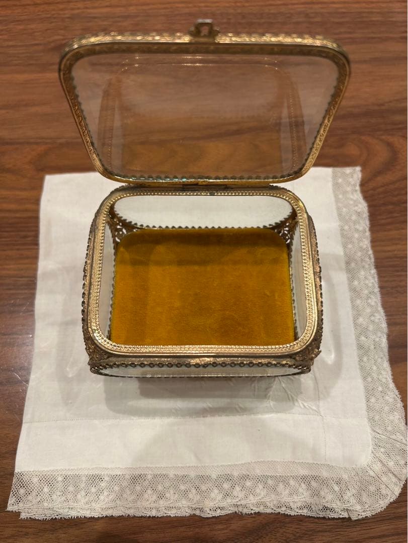 フランス　アンティーク オルモル　ジュエリーケース　ベベルガラス　美品