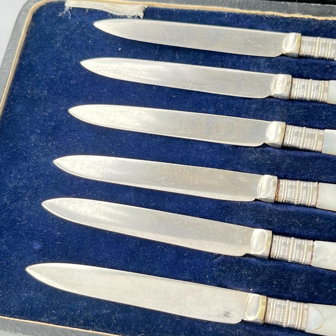 【英国】【白蝶貝】ティーナイフ 6本 専用ケース アフタヌーンティー