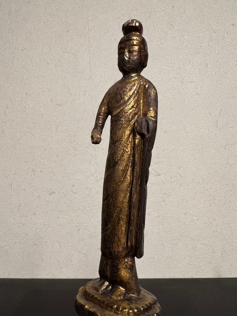 中国 逸品 釈迦如来立像 金箔 金彩 木彫 一木造 仏像 仏教美術 骨董 古美術