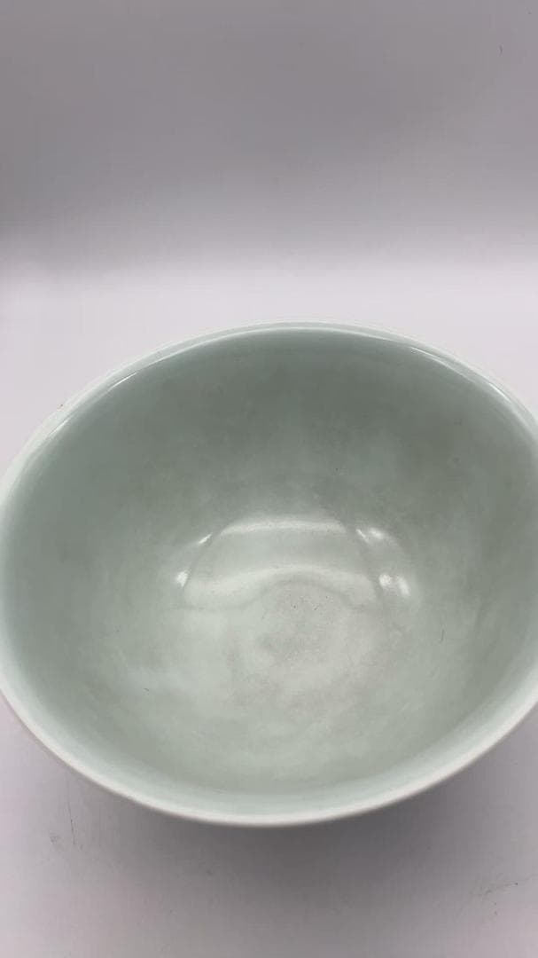 清光緒時代 【大清光緒年製】在銘 天藍釉高足杯 馬上杯单色釉 官窯瓷器(Y-9)