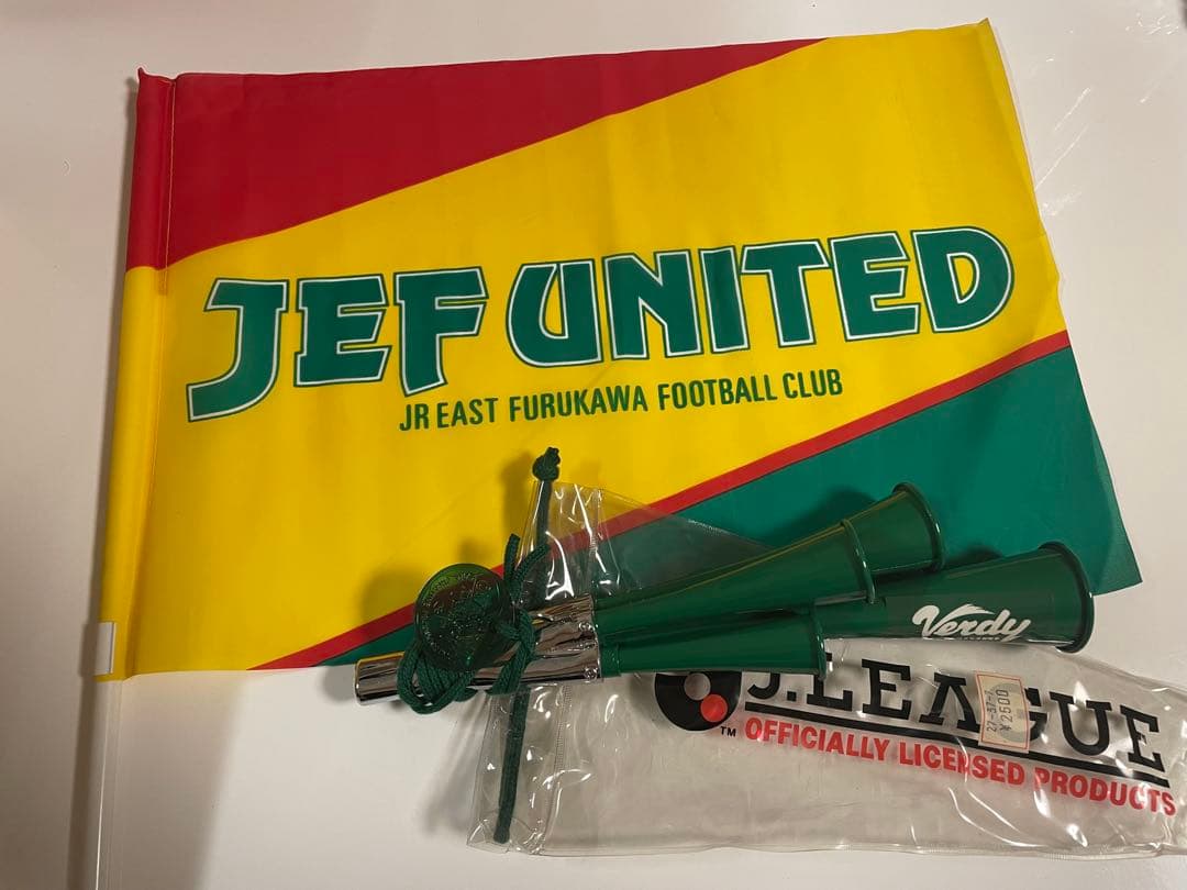 【希少・初代】ジェフユナイテッド市原 応援笛＆旗セット Jリーグ開幕期