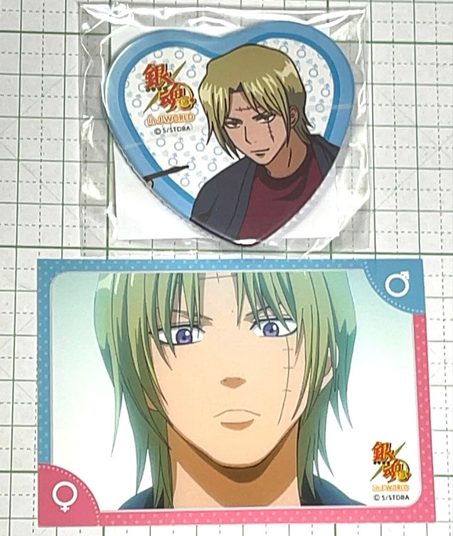 銀魂　性転換篇 J-WORLD 恋の銀魂神社　月雄月詠　缶バッジ　特典ステッカー