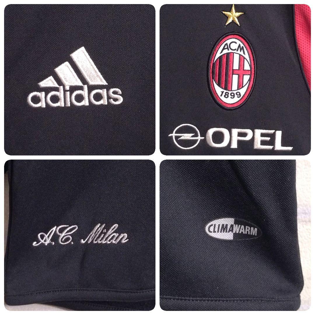 アディダス★00s ACミラン 刺繍ロゴ ピステ ゲームシャツ ロンT 黒 XL