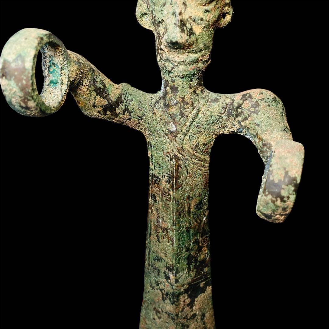中国古玩 三星堆 青銅人物像 銅製 銅器 骨董品 時代品 美術品
