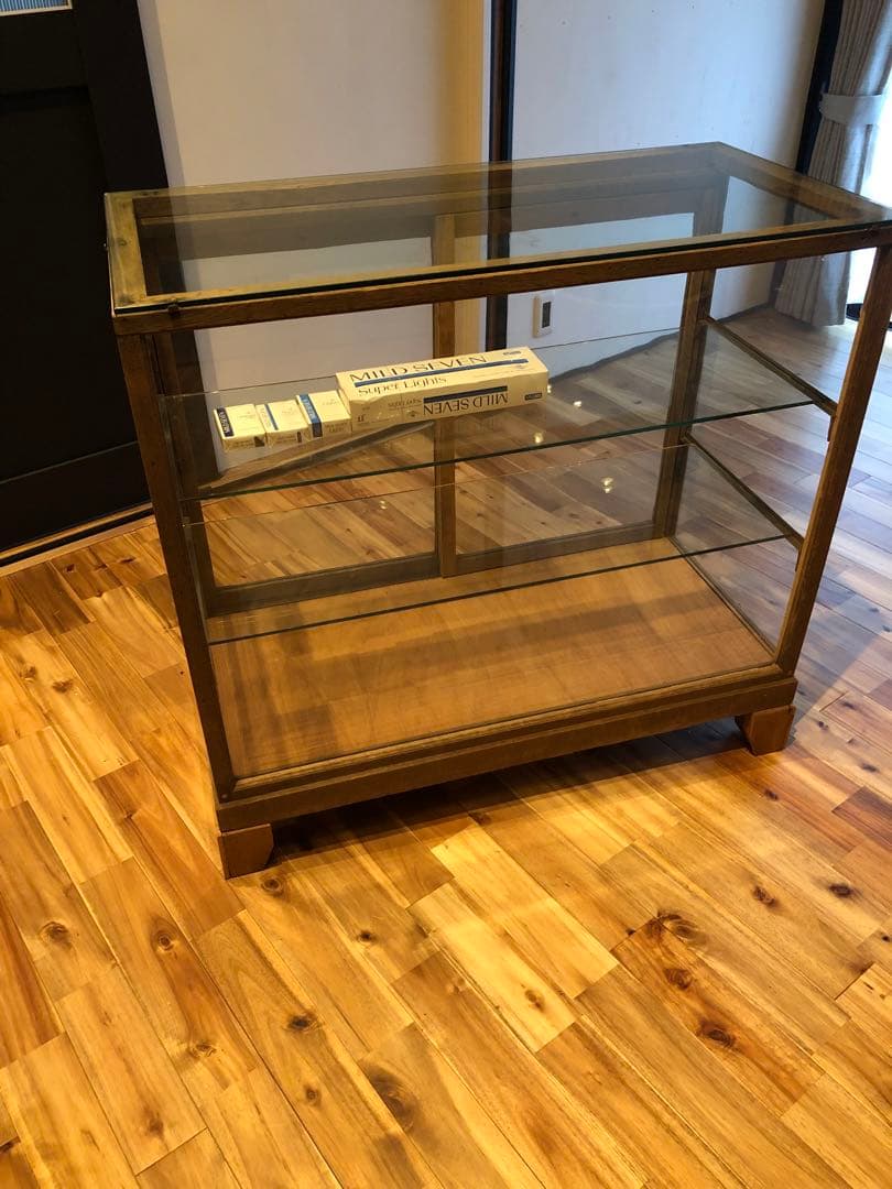 c*s様 ガラスショーケース 中型 木製 ブラウン