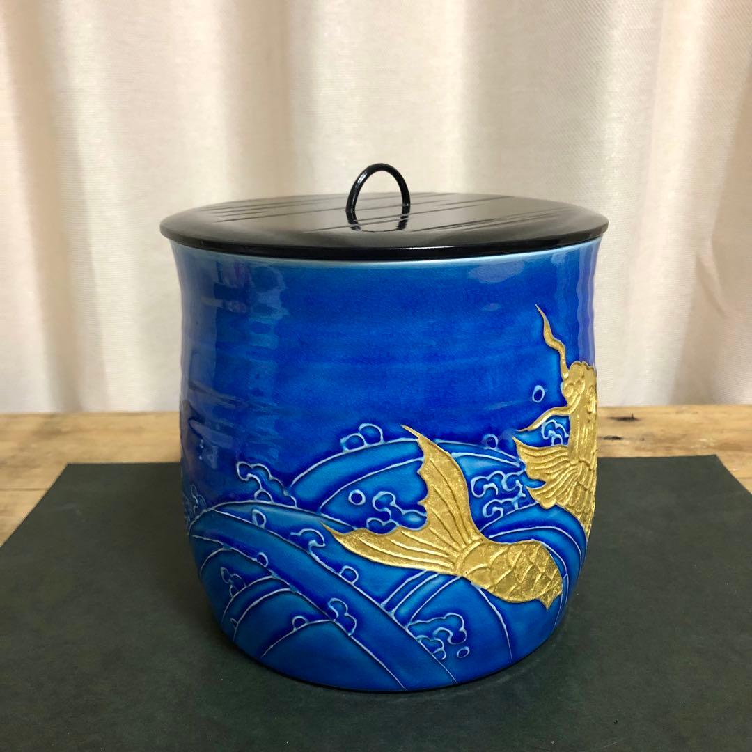 nesyu 小峠丹山 浅黄交趾荒磯水指 共箱 茶道具