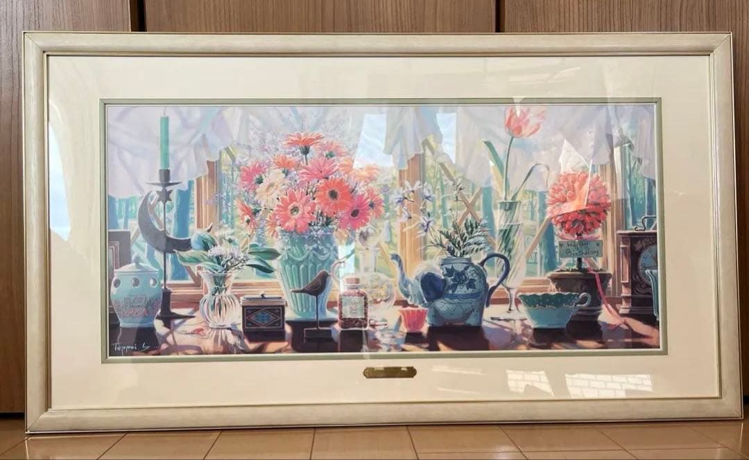 笹倉鉄平「窓辺」フレーム付き　プリント　ポスター　インテリア　笹倉鉄平