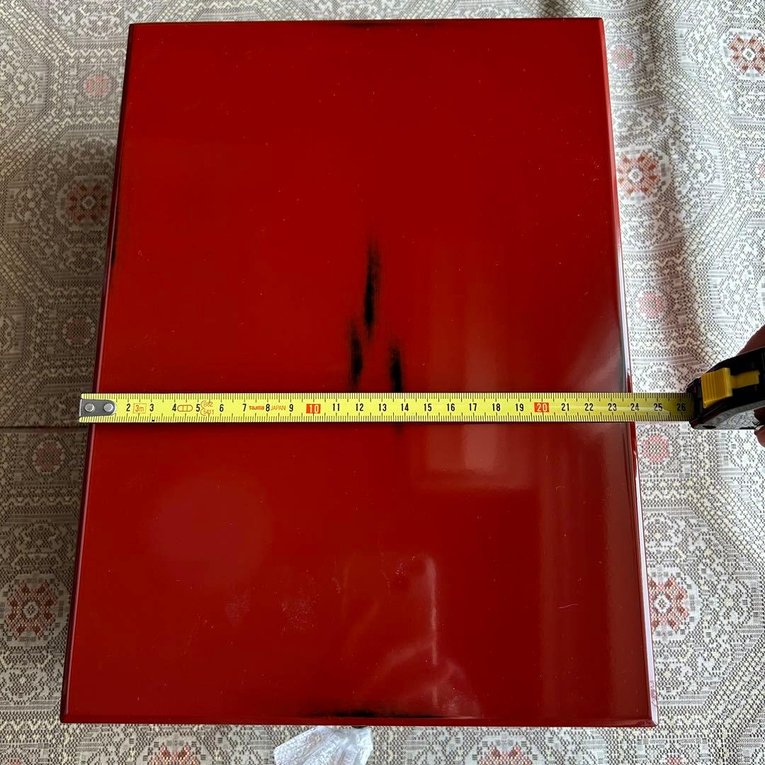 【10%値下】新品未使用　根来塗り赤色二段式漆器文箱　引出し付き