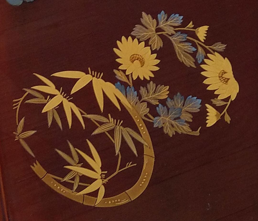 美品 輪島塗 蒔絵師 山本幸三郎作 朱漆 金彩 四季の草花蒔絵 小棚 茶道具棚物