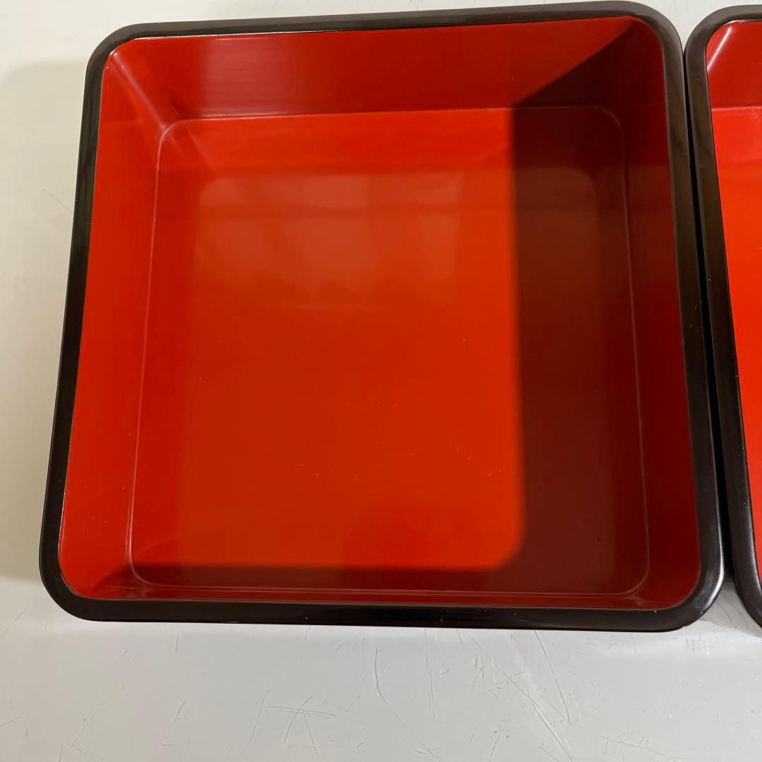 木製漆　輪島塗　沈金牡丹彫　2段重箱