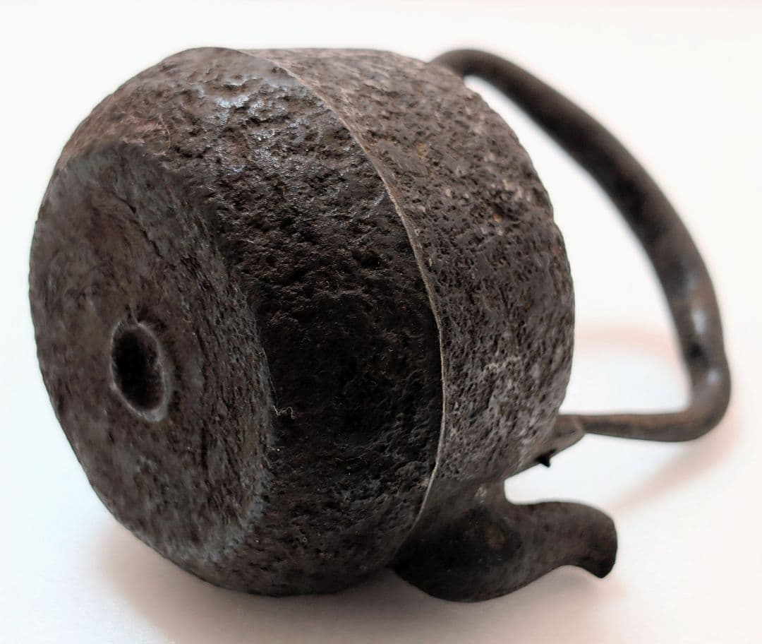 時代物 鉄瓶 小振り 真鍮蓋 古美術 高さ約12cm