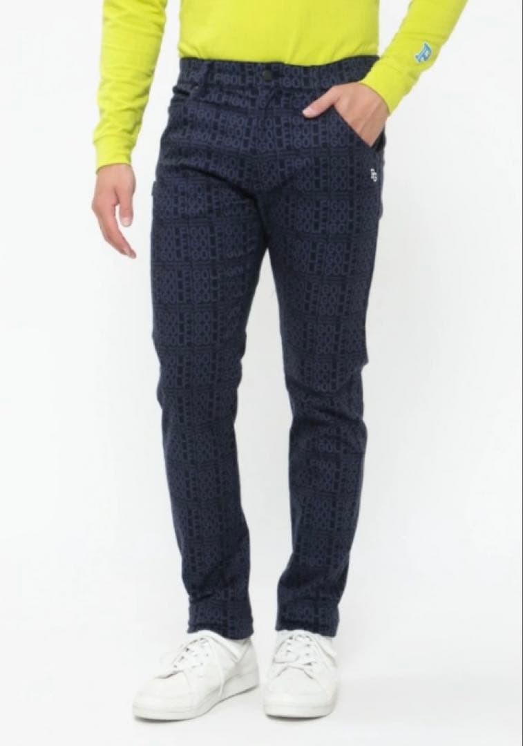 新品 パーリーゲイツ コットンストレッチカルゼ表ピーチ パンツ(4)サイズM/紺