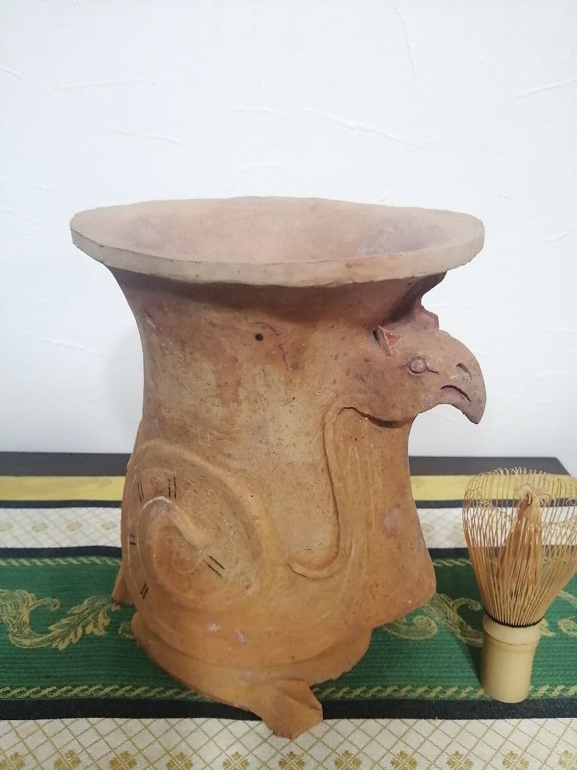 asika 神獣 壺 発掘品 彩色土器 甕 穀物用壺 コンドル 神鳥