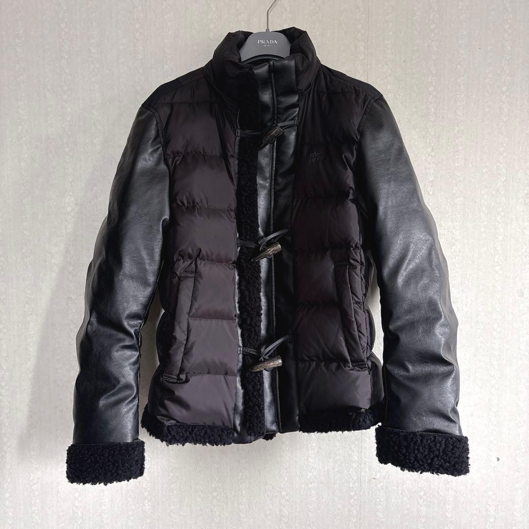 極美品♦︎St ANDREWS レザーライク ダウン ドッキング ブルゾン 黒L