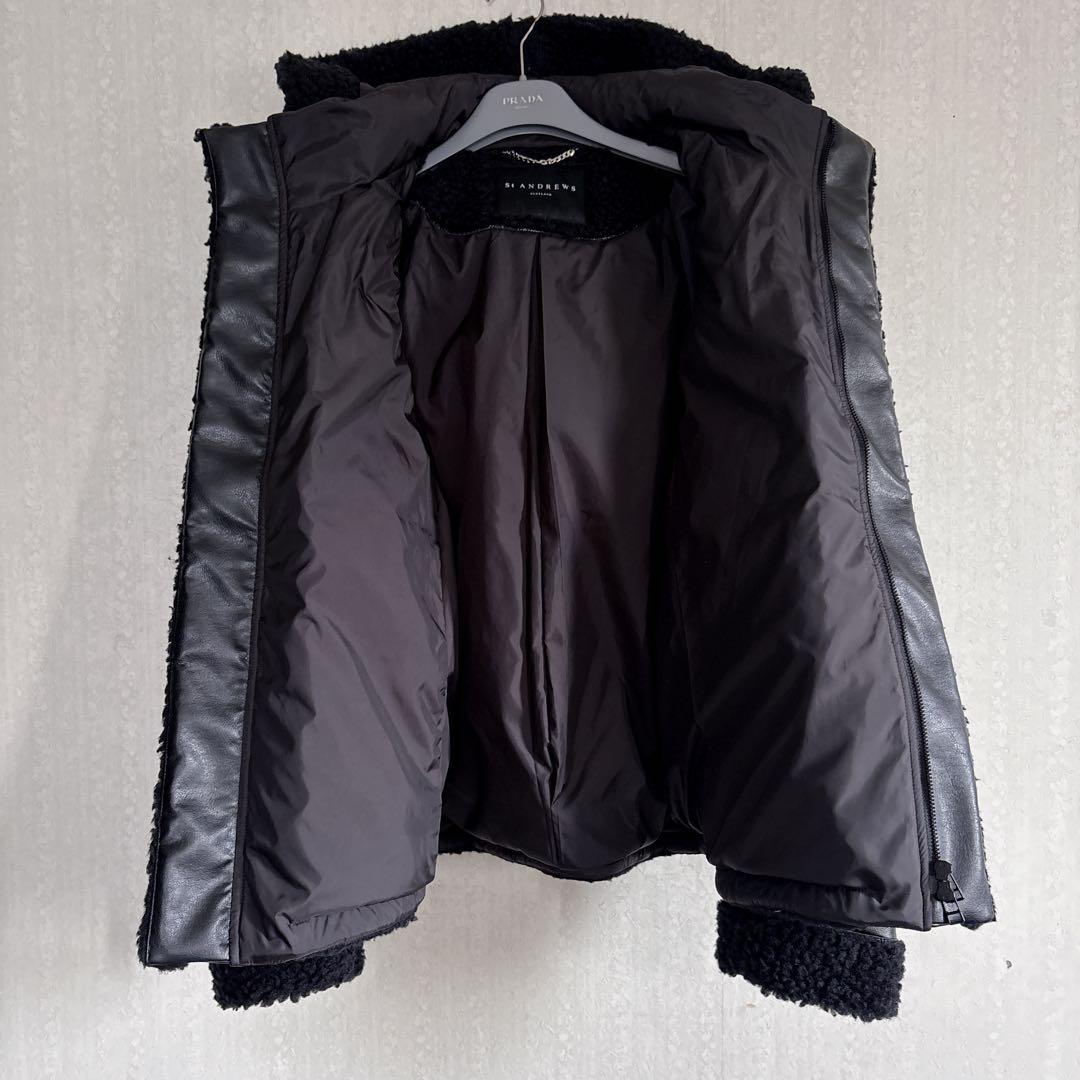 極美品♦︎St ANDREWS レザーライク ダウン ドッキング ブルゾン 黒L