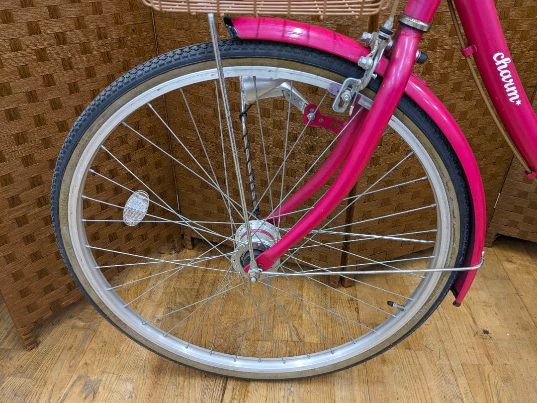 U001 普通自転車　26インチ　オートLEDライト　ピンク　シティサイクル