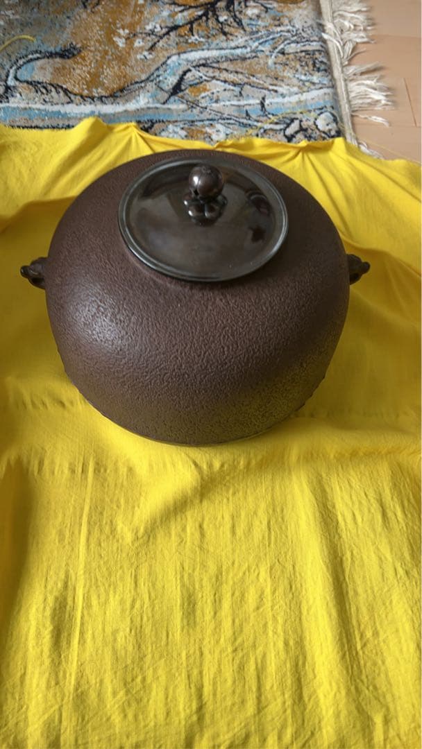 角谷一圭　造　丸釜　共箱　共布　茶釜　陶芸　茶器　茶道具　骨董