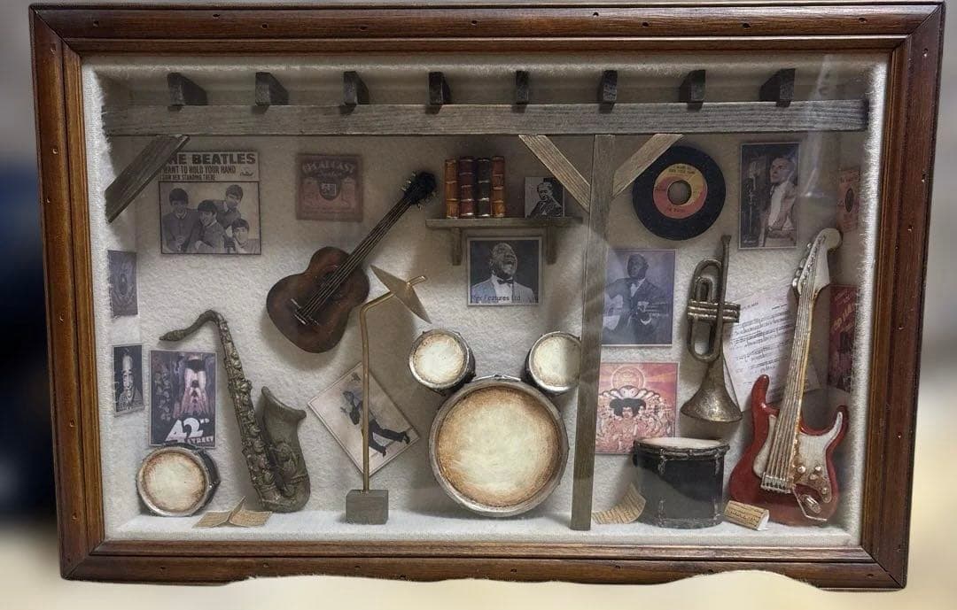 音楽関連のミニチュア楽器アートフレーム