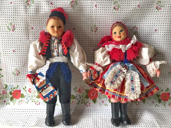 【超稀少！】チェコスロヴァキア製 モラヴィア民族衣装人形2体ペア デッドストック