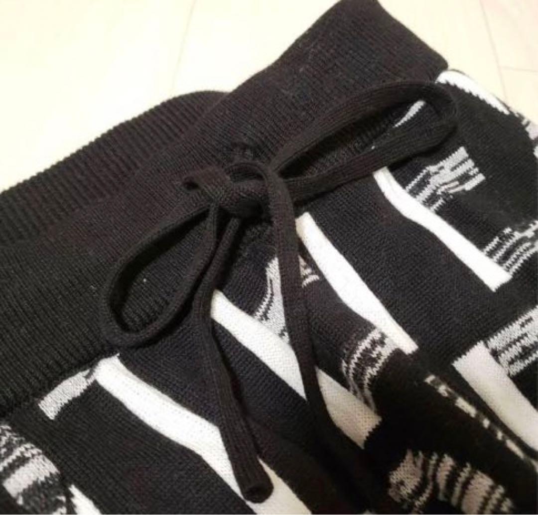 ニットウェア　バイカラー　白黒　L セットアップ