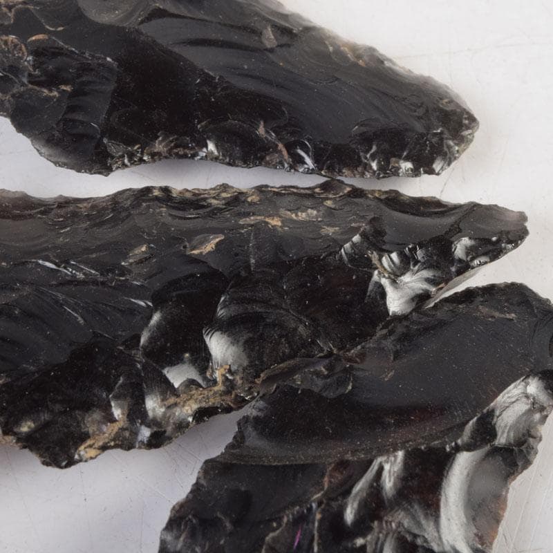 石器時代　黒曜石　矢尻　3点　時代箱付　N　9169