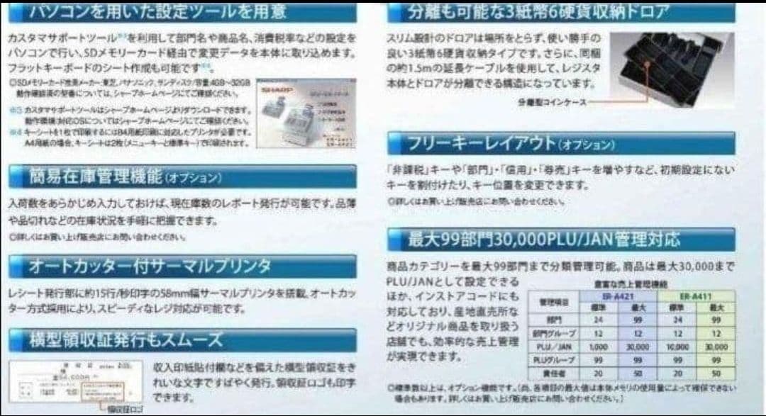 シャープ最上位レジスターER-A411　純正品　189208