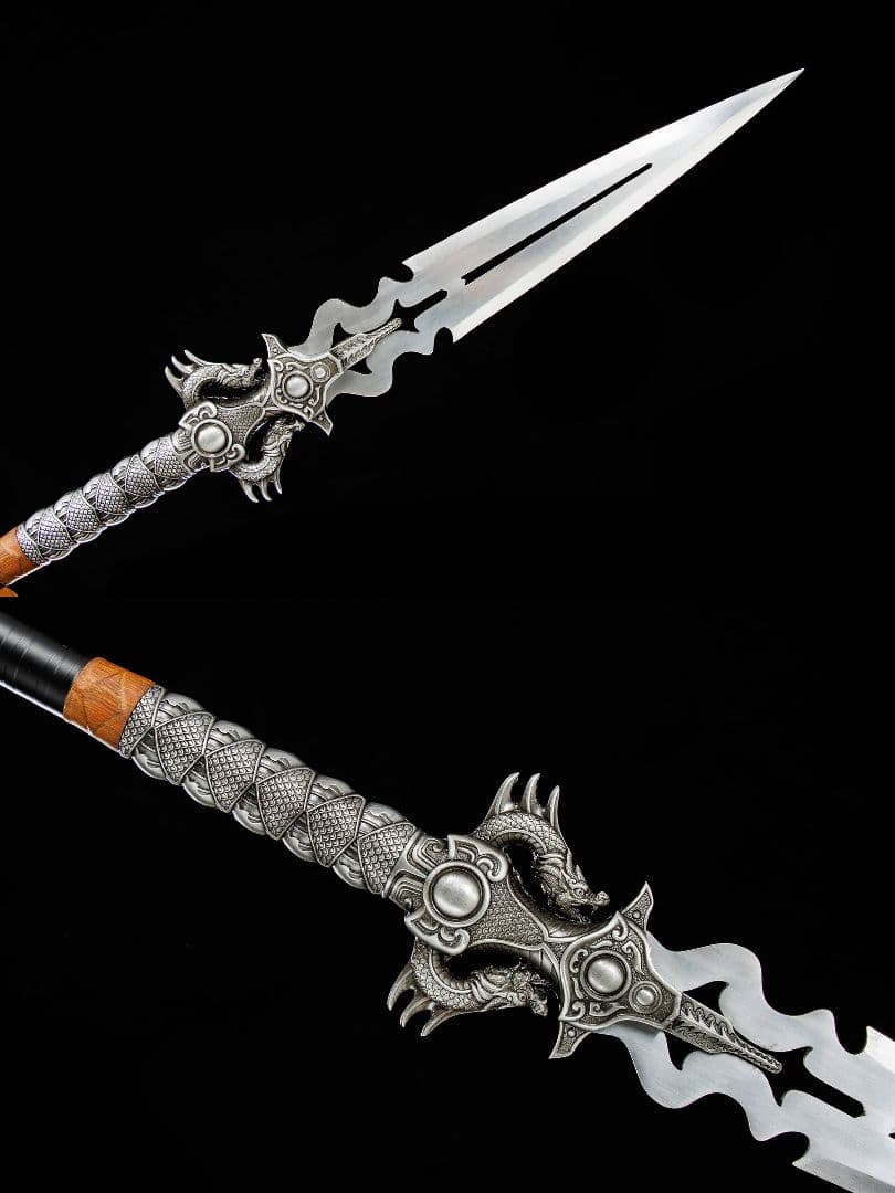 【双龍-九幽冽獄槍】古兵器 武具 手鍛造打 武蔵 銃 槍 鑑賞用 贈り物 武士道