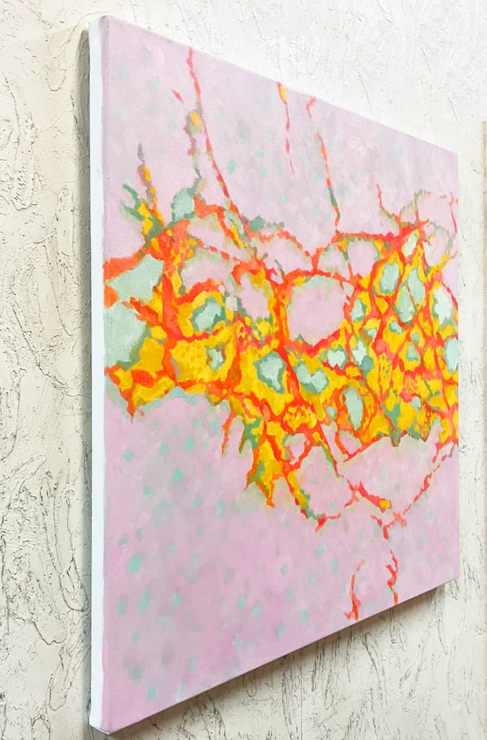 絵画 855 油絵/抽象画風/自然のパターン/亀裂 ひび割れ/S10号