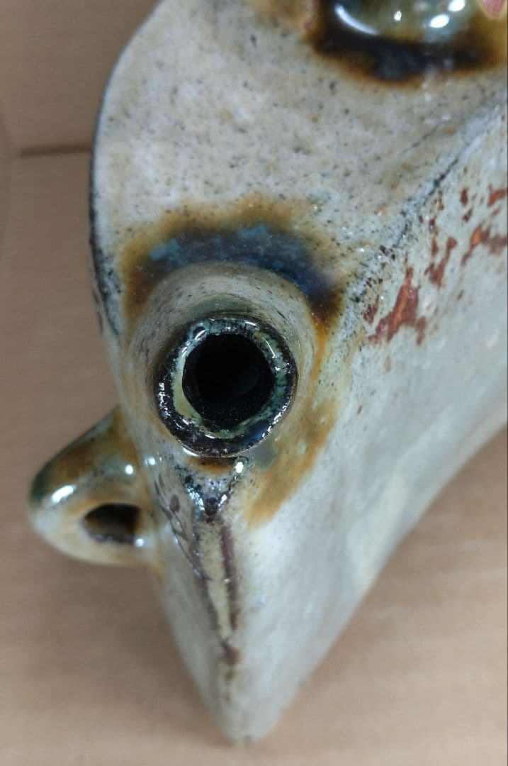 【本物保証】金城次郎 魚紋抱瓶 共箱(本人書付）栞 人間国宝 壷屋焼 やちむん