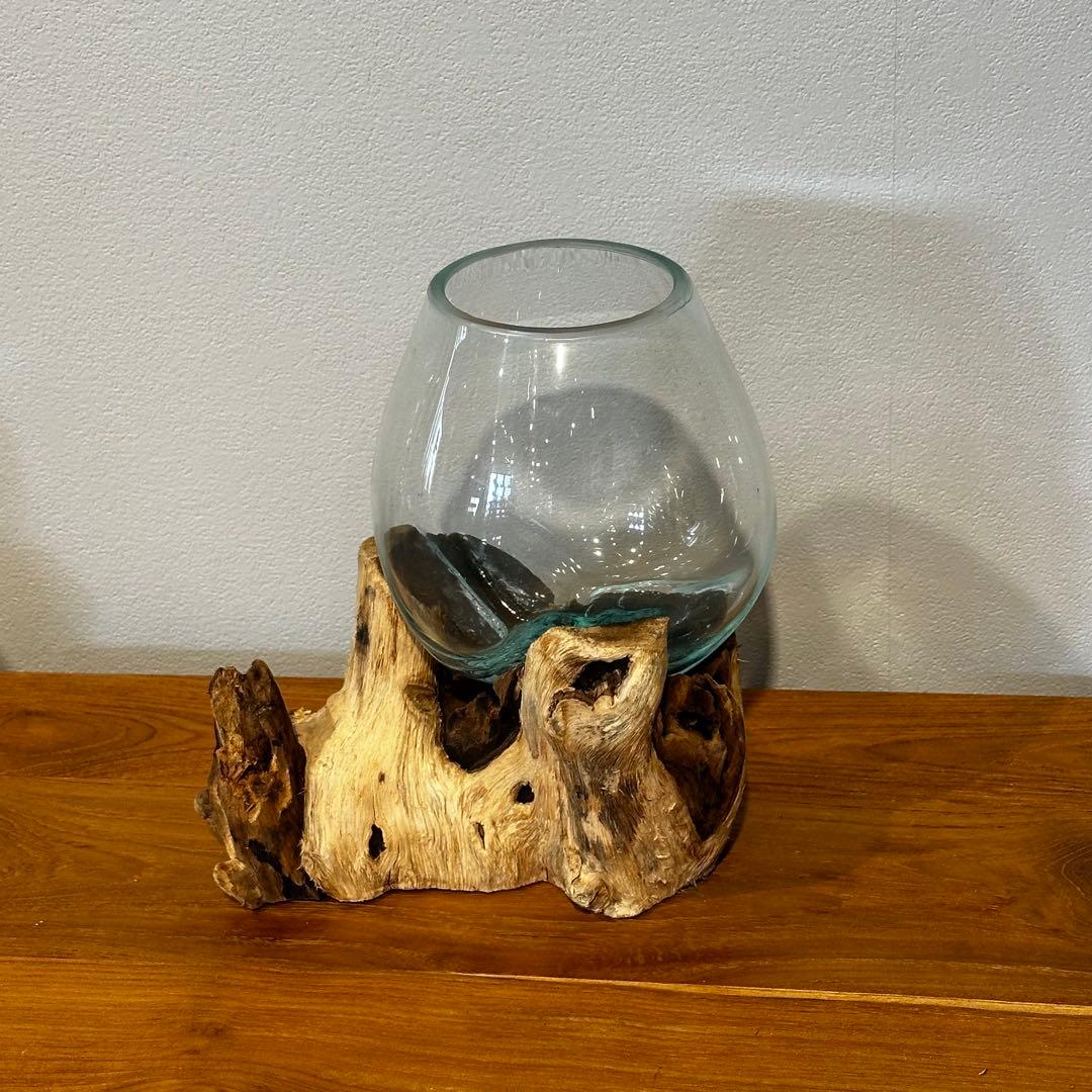 バリ島流木ガラス　w22×d16×h23cm 水槽　アクアリウムメダカ水槽811