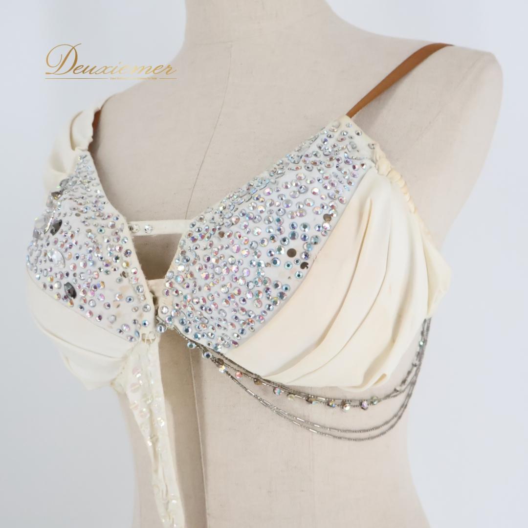 【社交ダンス衣装】ホワイト ラテン ドレス ワンピース 白 無地 上品 綺麗