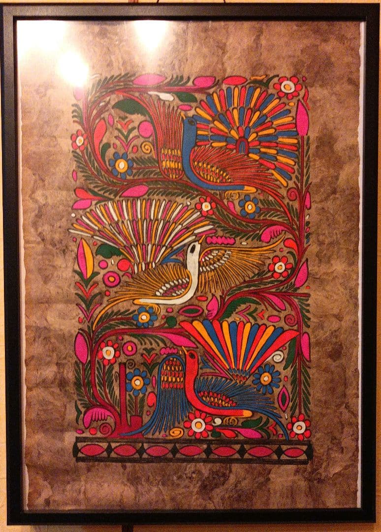 ビンテージメキシコ絵画　メキシコ伝統アマテアート