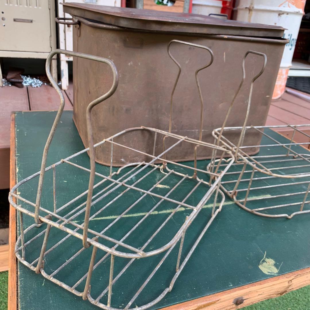 送料込！USA アンティークCOL-PAC メタルケース ボトルキャリア2点付