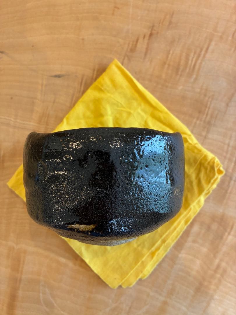 二代 小川長楽 楽焼 茶碗 黒茶碗 黒楽 茶道具 共箱