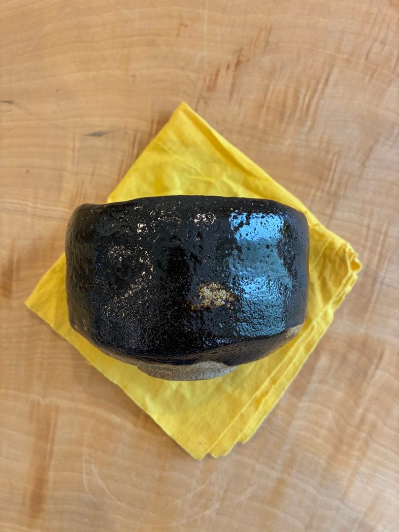 二代 小川長楽 楽焼 茶碗 黒茶碗 黒楽 茶道具 共箱